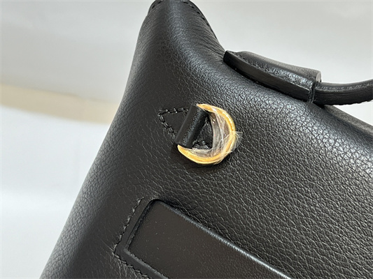 Hermes 2424 Mini Bag Evercolor/ Swift Leather Gold/Silver Tone Metal Black Color HS