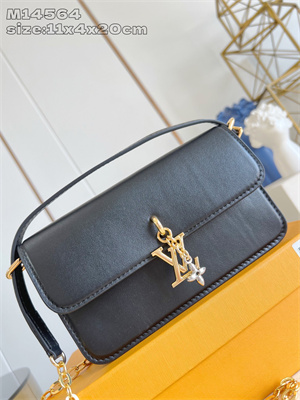 L.V Wallet On Chain LV Bloom Calfskin Leather Black M14564