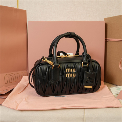 MiuMiu Arcadie matelassé nappa leather Top handle bag Black Color