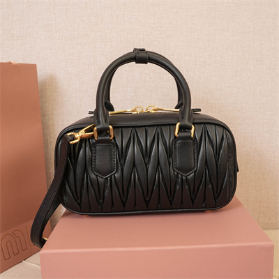 MiuMiu Arcadie matelassé nappa leather Top handle bag Black Color