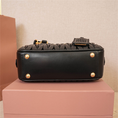 MiuMiu Arcadie matelassé nappa leather Top handle bag Black Color