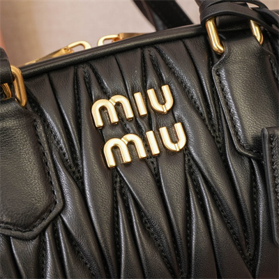 MiuMiu Arcadie matelassé nappa leather Top handle bag Black Color