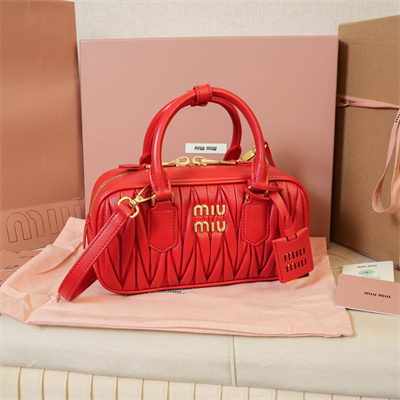MiuMiu Arcadie matelassé nappa leather Top handle bag Red Color