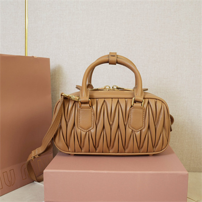 MiuMiu Arcadie matelassé nappa leather Top handle bag Caramel Color