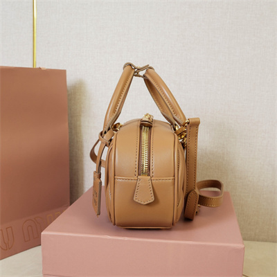 MiuMiu Arcadie matelassé nappa leather Top handle bag Caramel Color