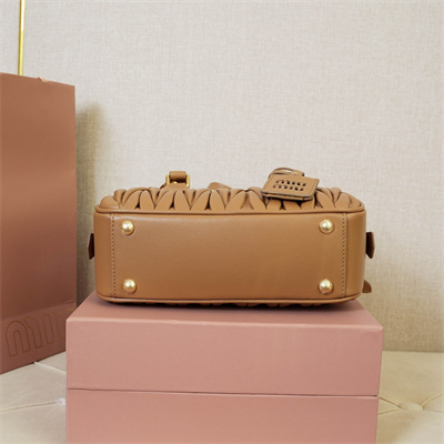 MiuMiu Arcadie matelassé nappa leather Top handle bag Caramel Color