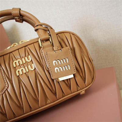 MiuMiu Arcadie matelassé nappa leather Top handle bag Caramel Color