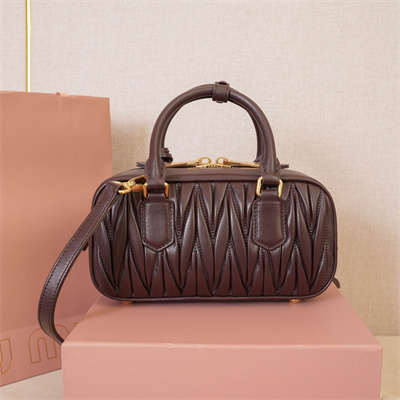 MiuMiu Arcadie matelassé nappa leather Top handle bag Briarwood Color
