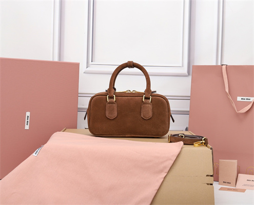 MiuMiu Arcadie padded suede Top handle bag Cocoa Brown Color