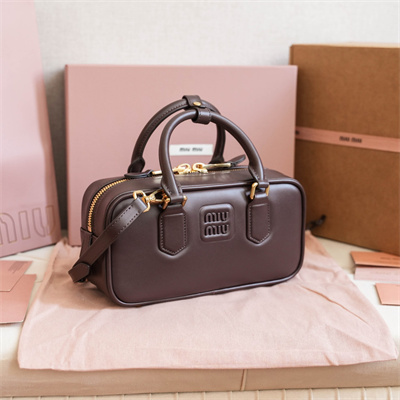 MiuMiu Arcadie Leather Top handle bag Briarwood Color