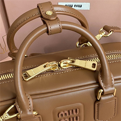 MiuMiu Arcadie Leather Top handle bag Cognac Color