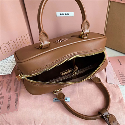 MiuMiu Arcadie Leather Top handle bag Cognac Color