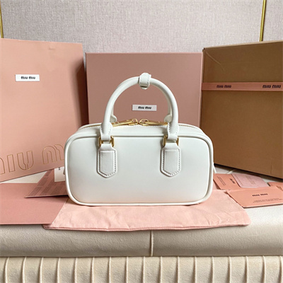 MiuMiu Arcadie Leather Top handle bag White Color