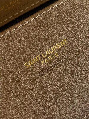 Y.S.L COLLEGE Mini BAG IN QUILTED Suede Leather Gold Tone Metal Brown Color