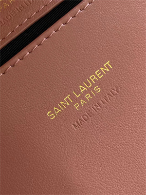 Y.S.L COLLEGE Mini BAG IN QUILTED Suede Leather Gold Tone Metal Pink Color