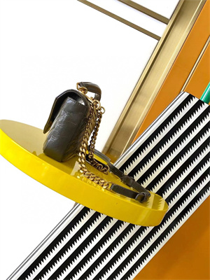 Y.S.L COLLEGE Mini Chain BAG IN Shiny Crackled Gold Tone Metal Green