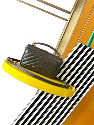 Y.S.L COLLEGE Mini Chain BAG IN Shiny Crackled Gold Tone Metal Green