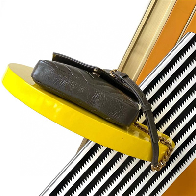 Y.S.L COLLEGE Mini Chain BAG IN Shiny Crackled Gold Tone Metal Green