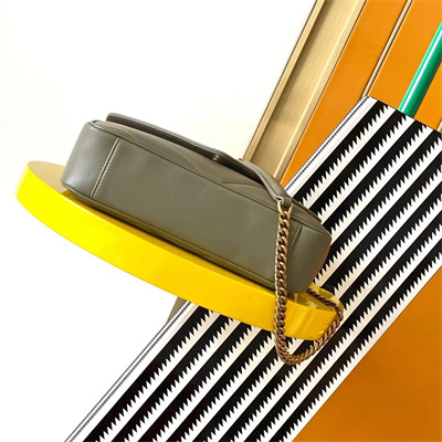 Y.S.L LOULOU Small in MATELASSÉ lambskin Gold Tone Metal Dk Strong Moss