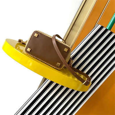 Y.S.L LE 37 Mini In Brown Shiny Leather & Raffia Bucket Bag