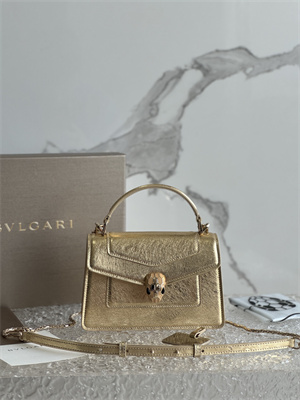 BVLGARI Serpenti Forever Mini top handle bag Calfskin Leather Gold Color 293666
