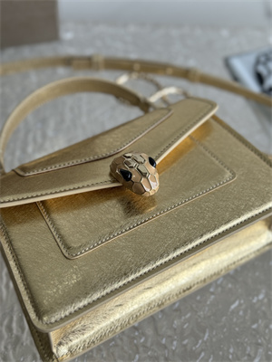 BVLGARI Serpenti Forever Mini top handle bag Calfskin Leather Gold Color 293666