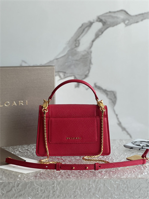 BVLGARI Serpenti Forever Mini top handle bag Calfskin Leather Red Color 293666