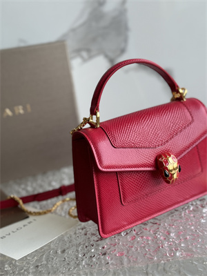 BVLGARI Serpenti Forever Mini top handle bag Calfskin Leather Red Color 293666