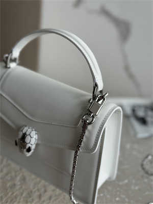 BVLGARI Serpenti Forever Mini top handle bag Calfskin Leather White Color 293666