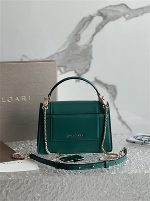 BVLGARI Serpenti Forever Mini top handle bag Calfskin Leather Green Color 293666
