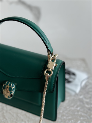 BVLGARI Serpenti Forever Mini top handle bag Calfskin Leather Green Color 293666