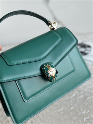 BVLGARI Serpenti Forever Mini top handle bag Calfskin Leather Green Color 293666