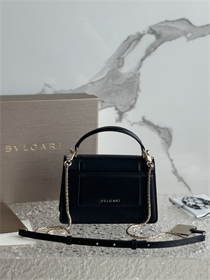 BVLGARI Serpenti Forever Mini top handle bag Calfskin Leather Black Color 293666