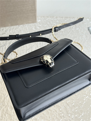 BVLGARI Serpenti Forever Mini top handle bag Calfskin Leather Black Color 293666