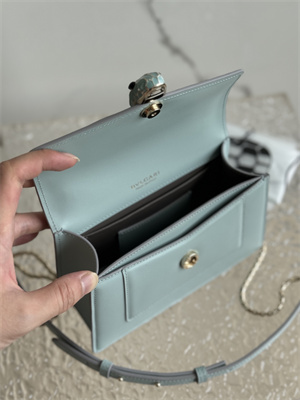 BVLGARI Serpenti Forever Mini top handle bag Calfskin Leather Lt Blue Color 293666