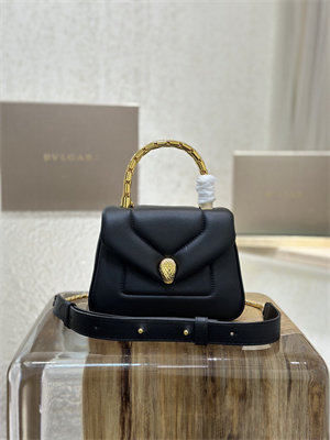 BVLGARI Serpenti Reverse top handle bag Calfskin Leather Black Color 292128