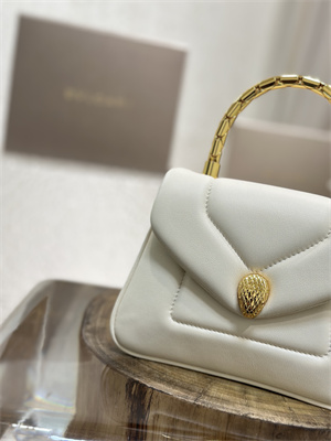 BVLGARI Serpenti Reverse top handle bag Calfskin Leather White Color 292128
