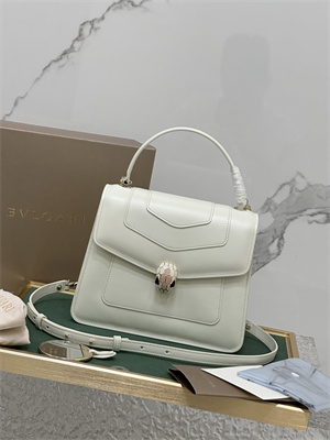 BVLGARI Serpenti Forever top handle bag Calfskin Leather White Color 289835