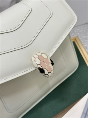 BVLGARI Serpenti Forever top handle bag Calfskin Leather White Color 289835