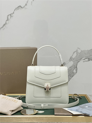 BVLGARI Serpenti Forever Mini top handle bag Calfskin Leather White Color 38329