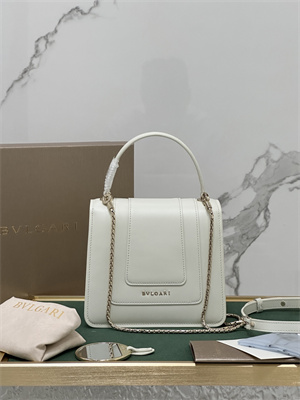 BVLGARI Serpenti Forever Mini top handle bag Calfskin Leather White Color 38329