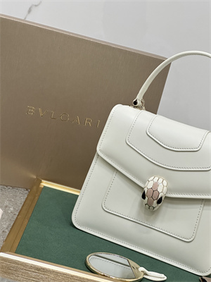 BVLGARI Serpenti Forever Mini top handle bag Calfskin Leather White Color 38329