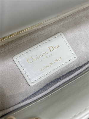 CD Small Lady Di.or My ABCDior Bag Cannage Lambskin Gold Tone Metal With Pearl Charm White