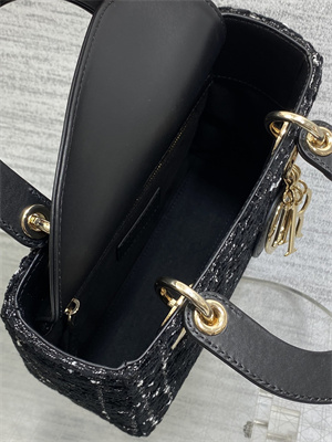 CD Small Lady Di.or My ABCDior Bag Black Tweed with White Cannage Motif Gold Tone Metal