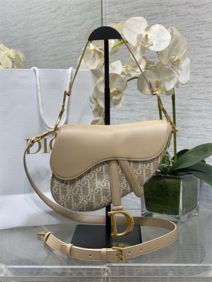 CD Saddle Bag Oblique Jacquard & Smooth Calfskin Nature Color