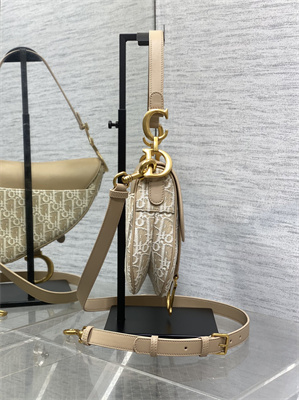 CD Saddle Bag Oblique Jacquard & Smooth Calfskin Nature Color