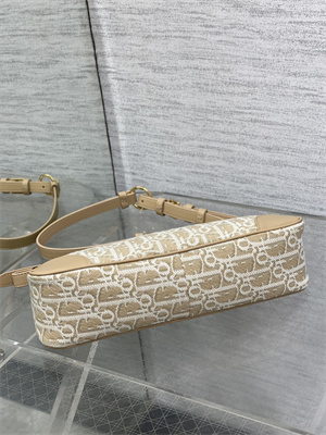 CD 30 Montaigne Wanderlust Mini Bag Dior Oblique Chambray with Raffia Effect and Smooth Calfskin Nature