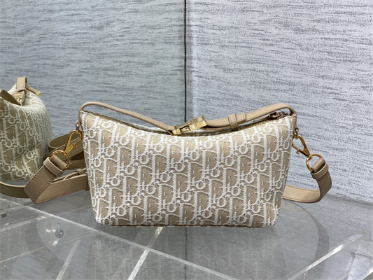 CD Medium DiorTravel Nomad Pouch Nature Color Dior Oblique Jacquard