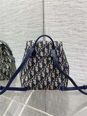Di.or Mini Backpack Beige and Blue Oblique Jacquard