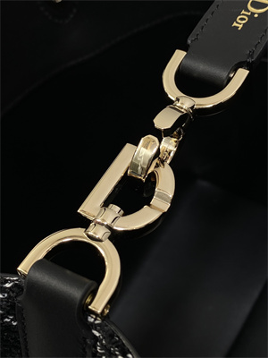 CD Medium TOUJOURS Vertical Tote Bag Black Tweed with White Cannage Motif